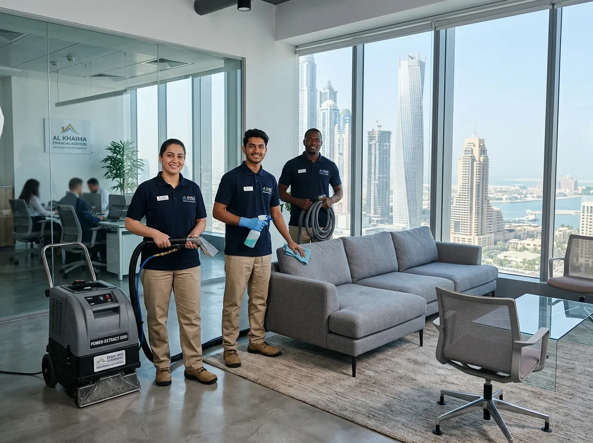 Upholstery cleaning team clean